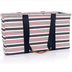 thirty one twill stripe large utility tote